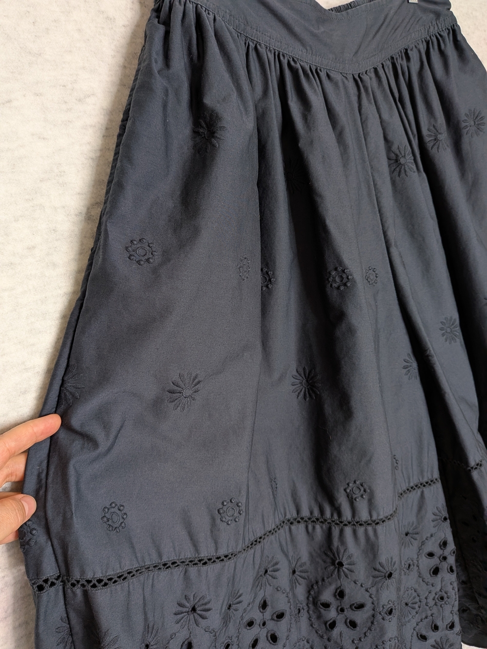 Maeve By Anthro Embroidered Skirty Culottes Eyelet Wide-Leg Dark Navy Sz M - Picture 8 of 14